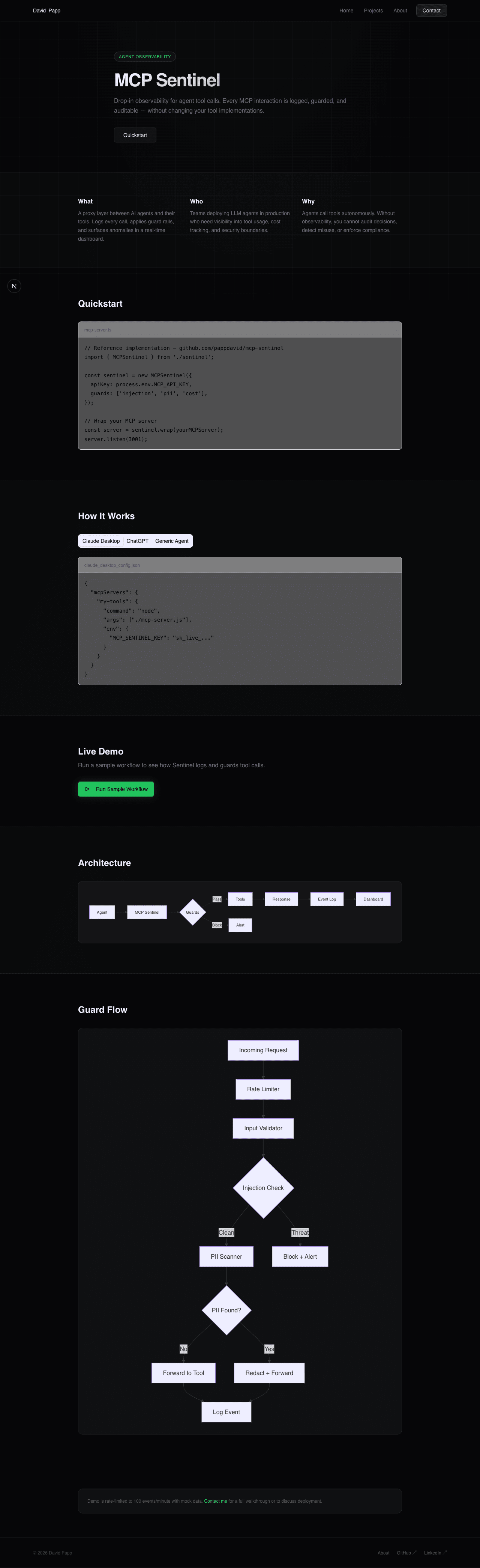MCP Sentinel desktop view