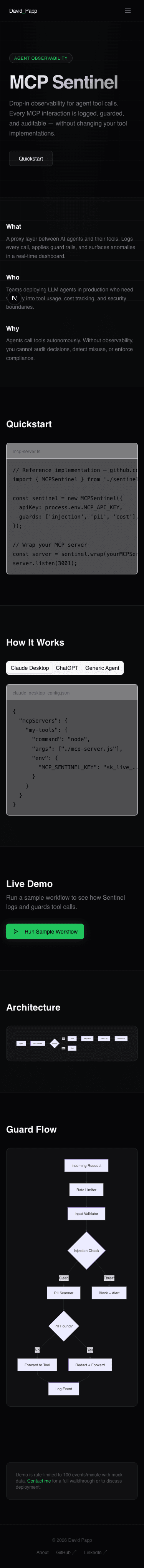 MCP Sentinel mobile view